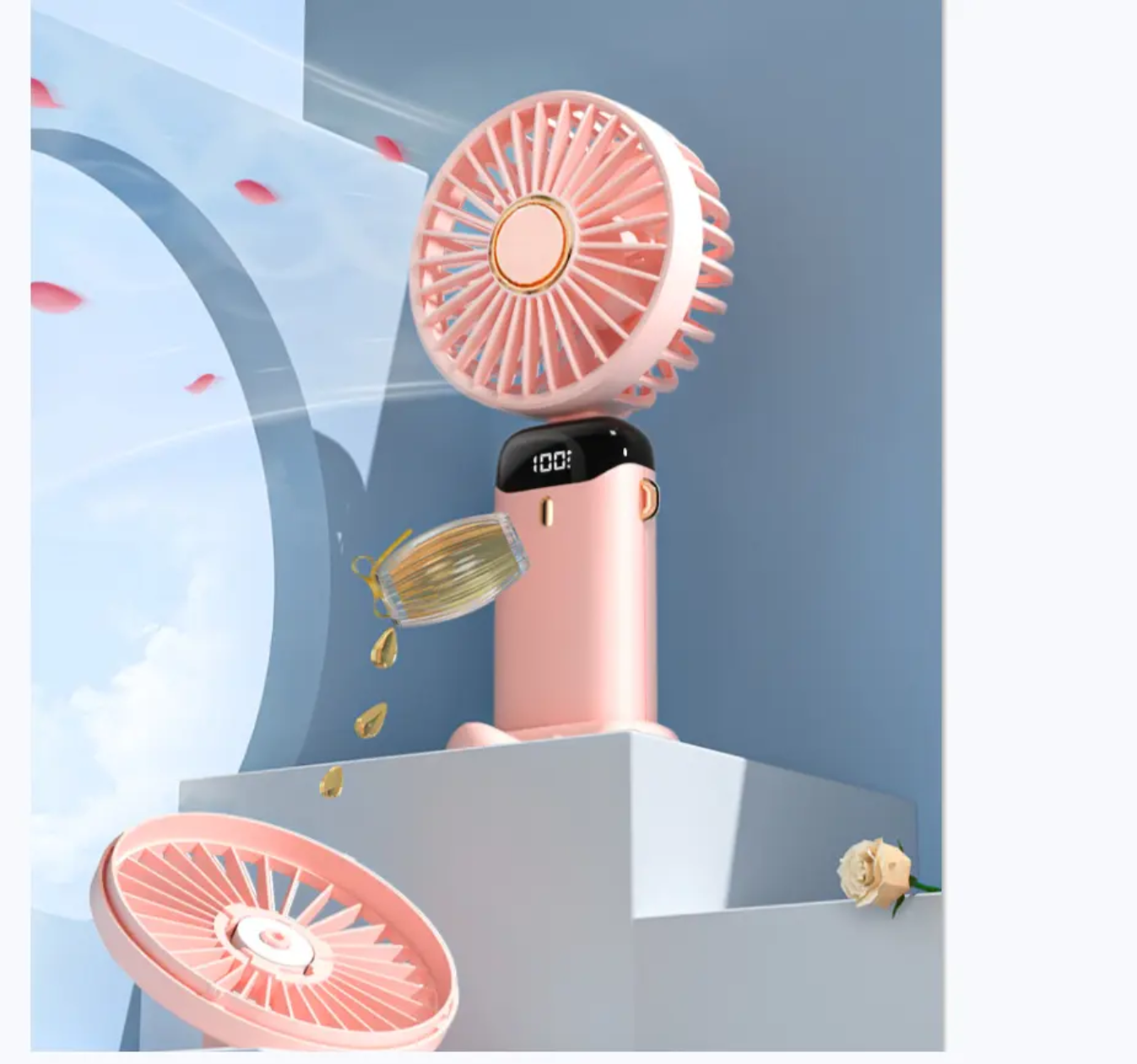 Rechargeable Hand Fan with LED Display | 5 Speed Modes |