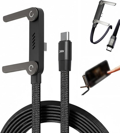 2-In-1 Data Cable With Stand  240W Fast Charging Cord For Smartphones, Tablets & Laptops
