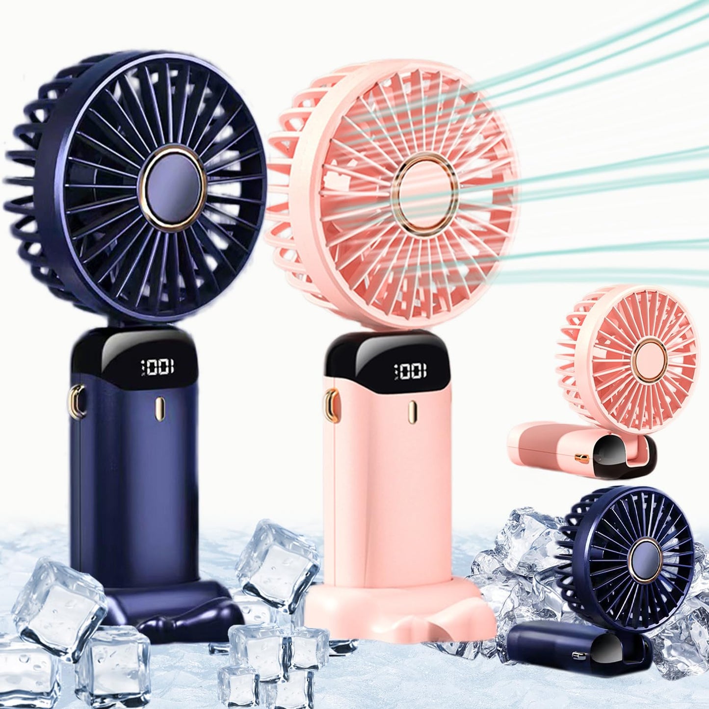Rechargeable Hand Fan with LED Display | 5 Speed Modes |