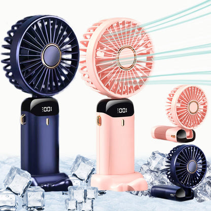 Rechargeable Hand Fan with LED Display | 5 Speed Modes |