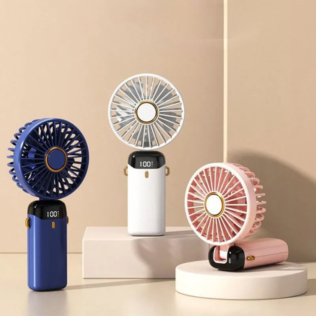 Rechargeable Hand Fan with LED Display | 5 Speed Modes |