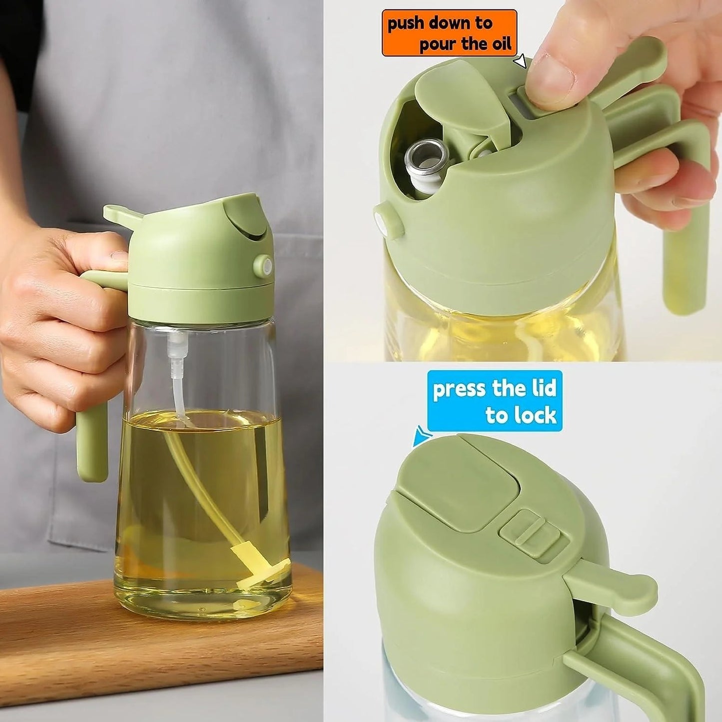 2 In 1 Oil Sprayer Kitchen bottle Easy Spray And Pour Convenient Use - 400ML