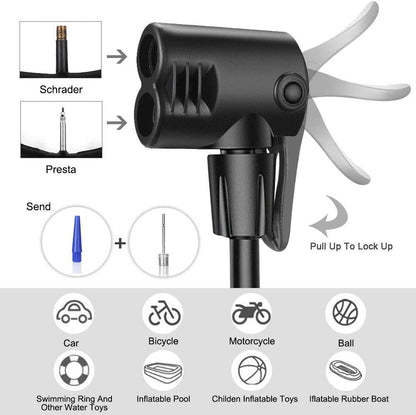 High Pressure Foot Air Pump –  for Bicycle, Ball, Scooter, Car & Inflatable Toys