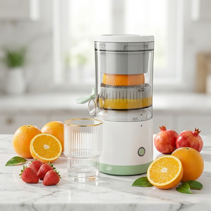 Manual Citrus Juicer & Squeezer – Portable Hand-Press Fruit Juicer with Built-in Strainer and Measuring Cup