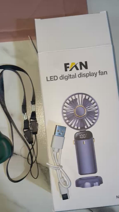 Rechargeable Hand Fan with LED Display | 5 Speed Modes |